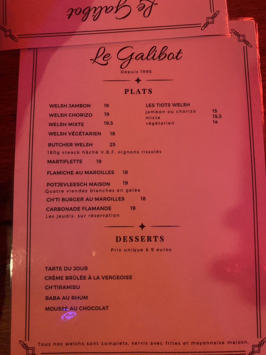 Le Galibot menu 2