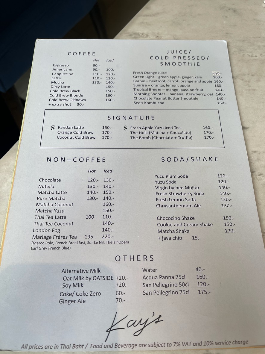 Kay's Sathon menu 4