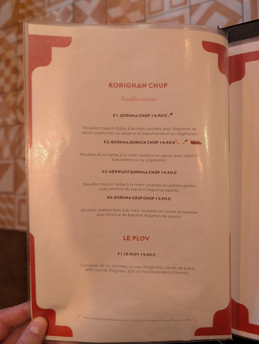Anar restaurant ouïghour menu 4