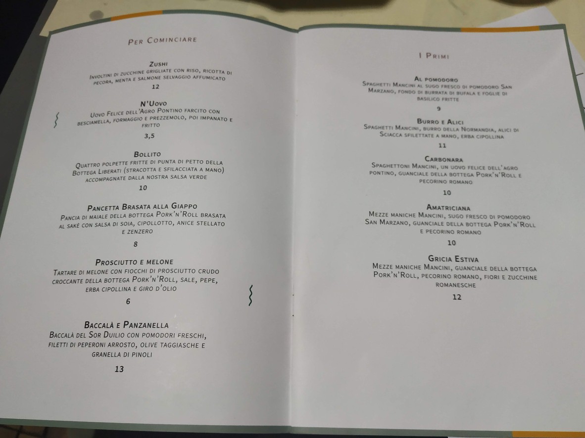 Mangiadischi - La Moderna Trattoria menu 1