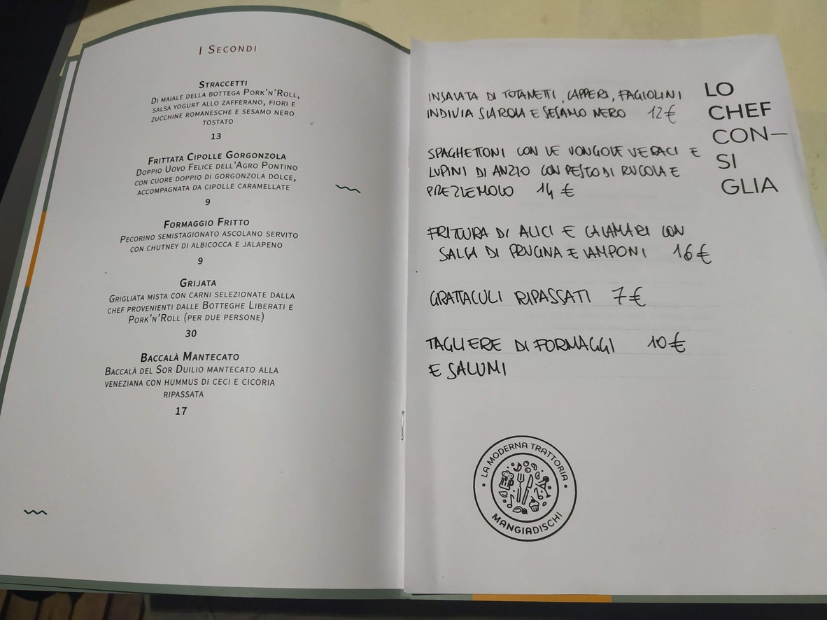 Mangiadischi - La Moderna Trattoria menu 2
