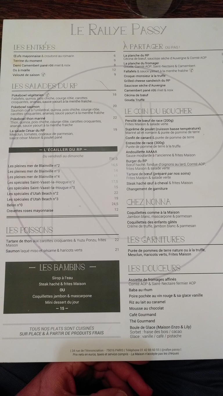 Bouillon Passy menu 1