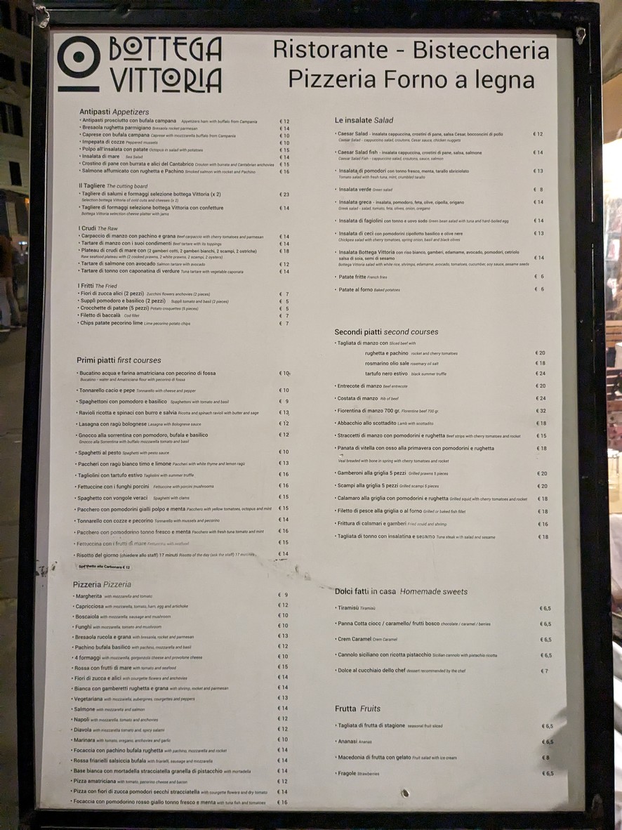 Bottega Vittoria menu 1