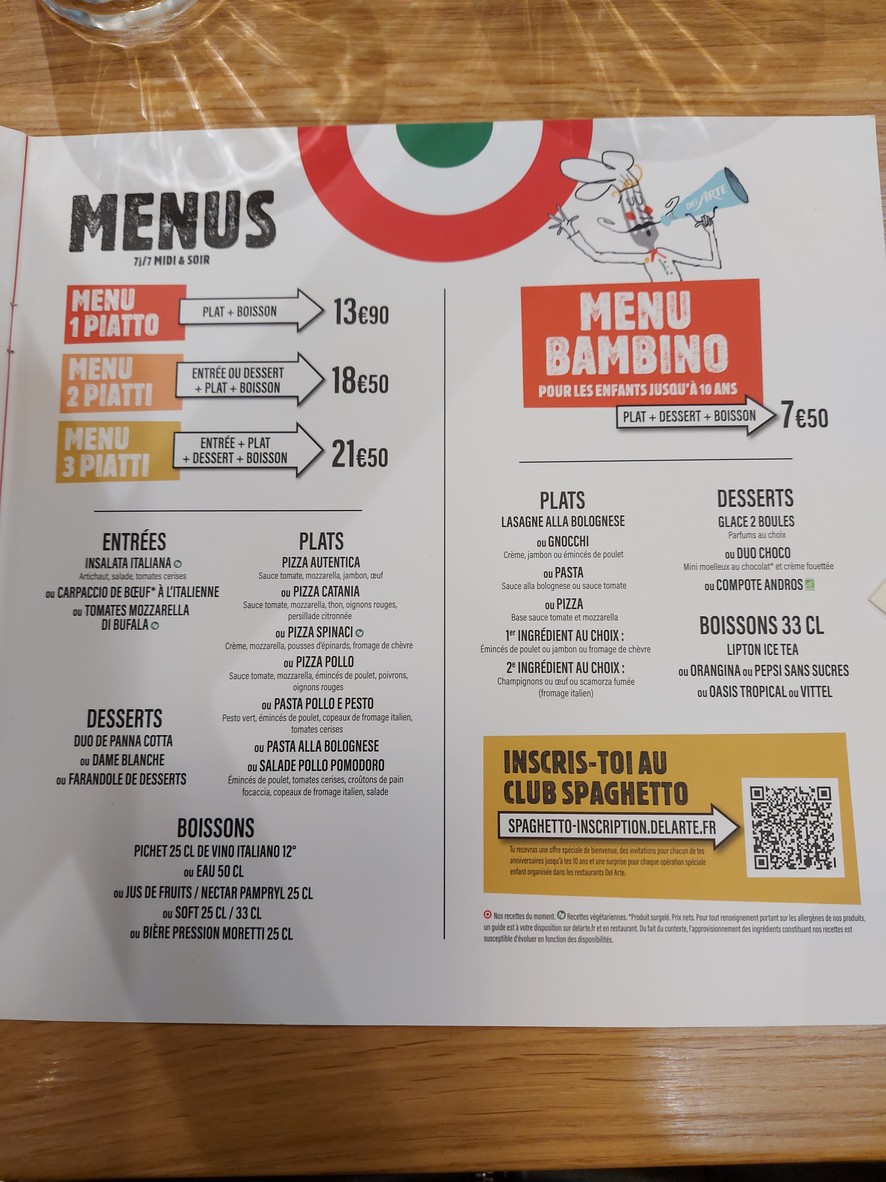Del Arte menu 1