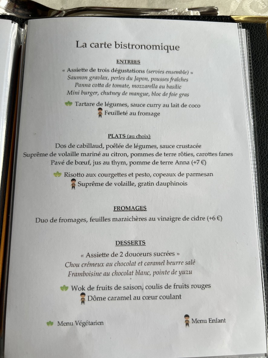 Eiffel Croisières - Péniche TOSCA menu 1