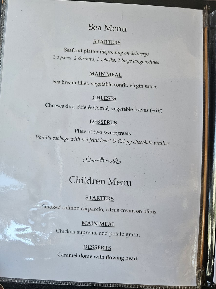 Eiffel Croisières - Péniche TOSCA menu 2