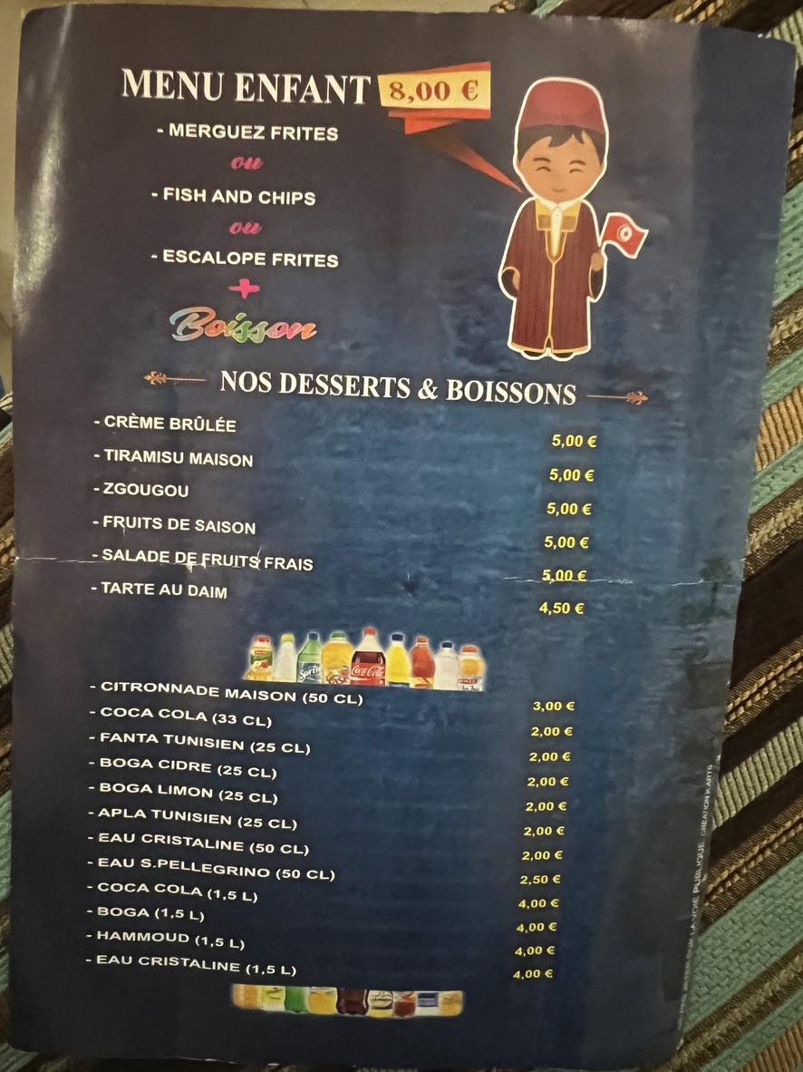 La Porte de Carthage menu 3