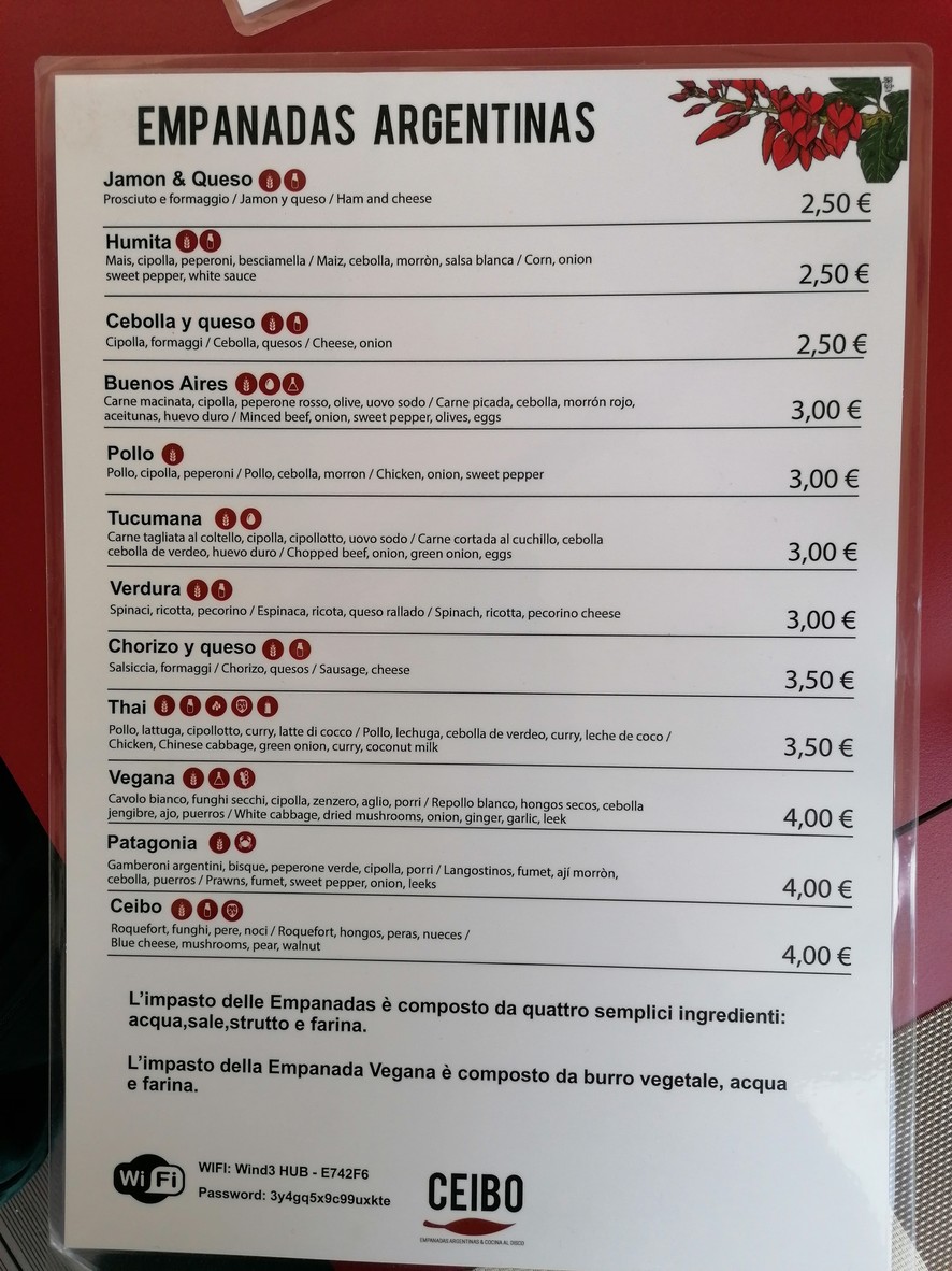Ceibo Sapori menu 1
