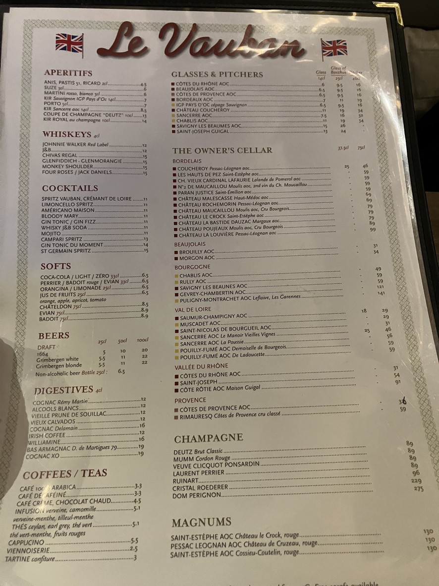 Le Vauban menu 2