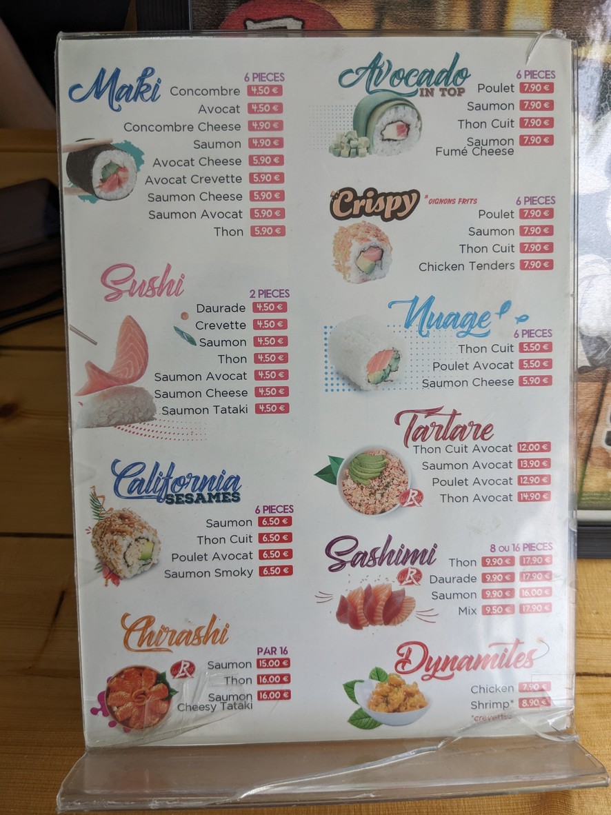 Sushi Poké menu 1