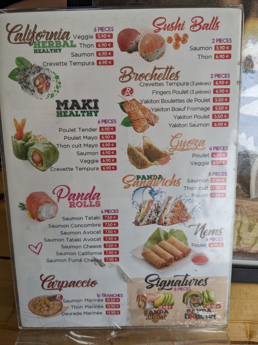 Sushi Poké menu 2