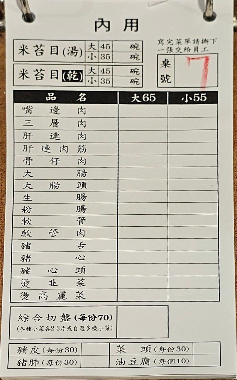 Yǒnglè mǐ táimù menu 1