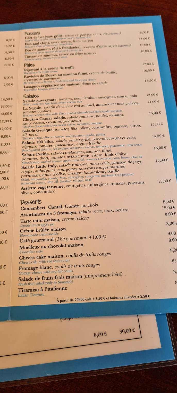 Aux 100 Kilos menu 3