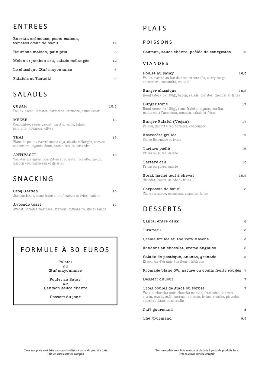 Le Garden Café menu 1