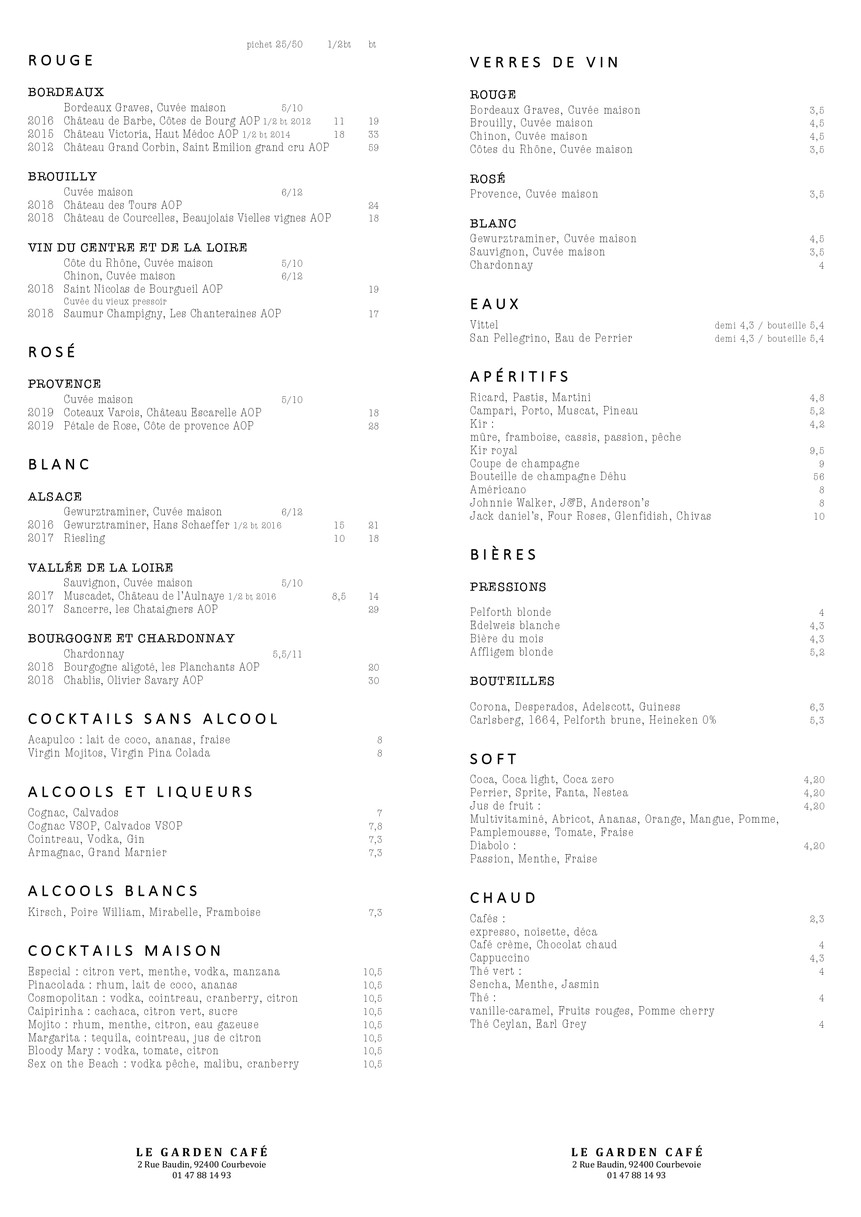 Le Garden Café menu 2