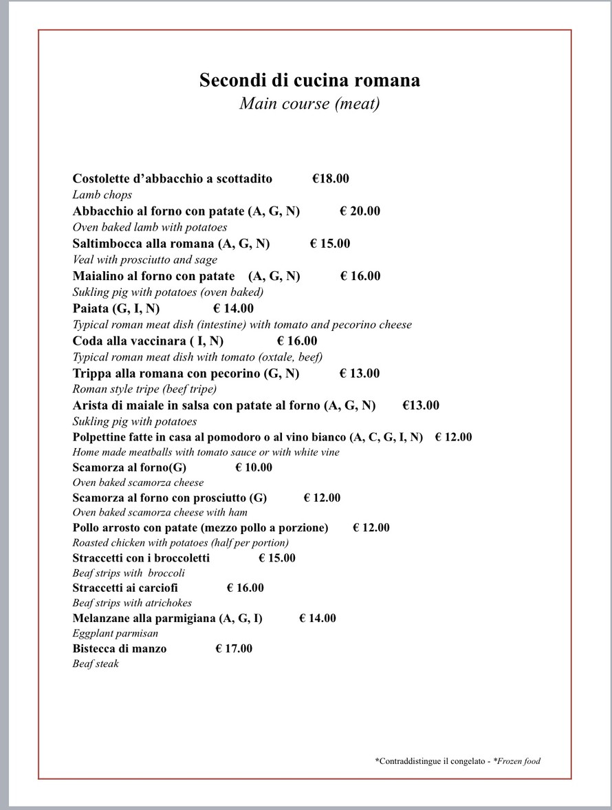 Miraggio Trastevere menu 4