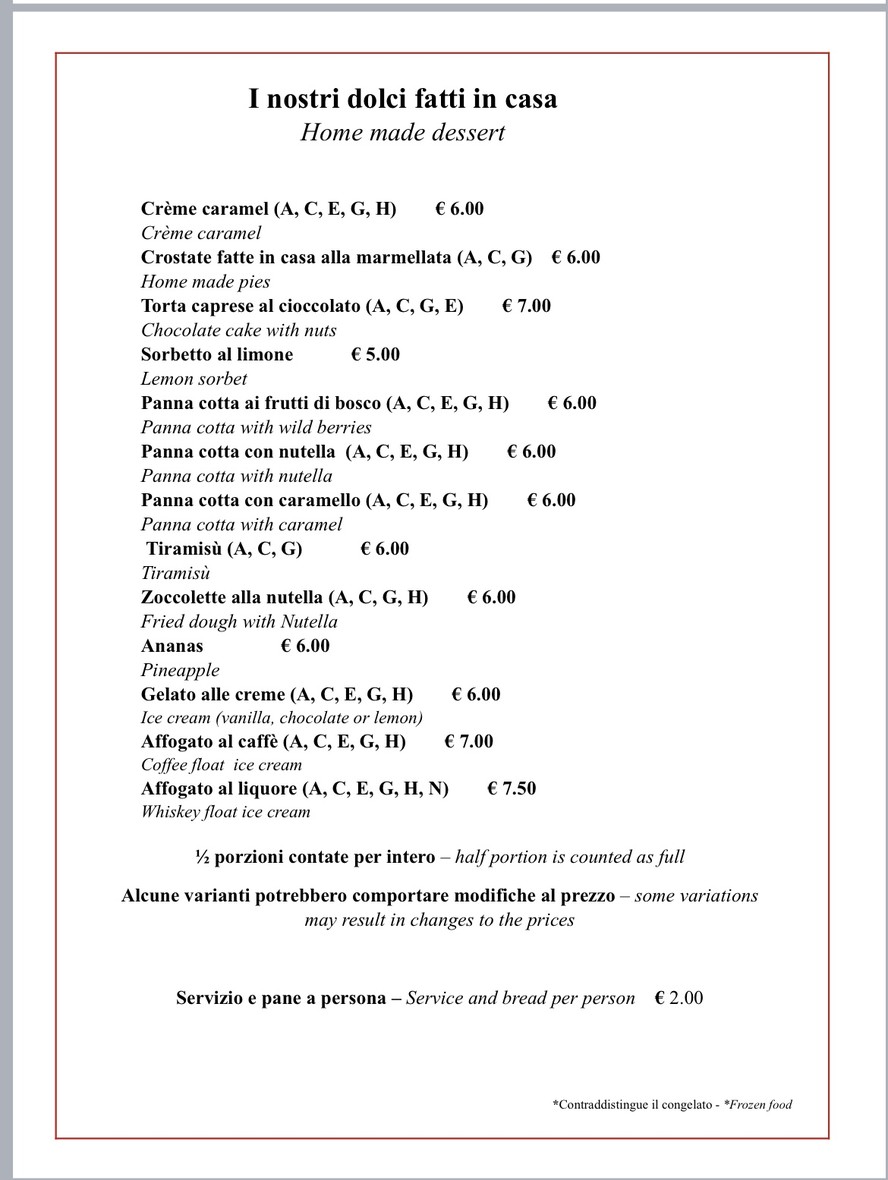 Miraggio Trastevere menu 6
