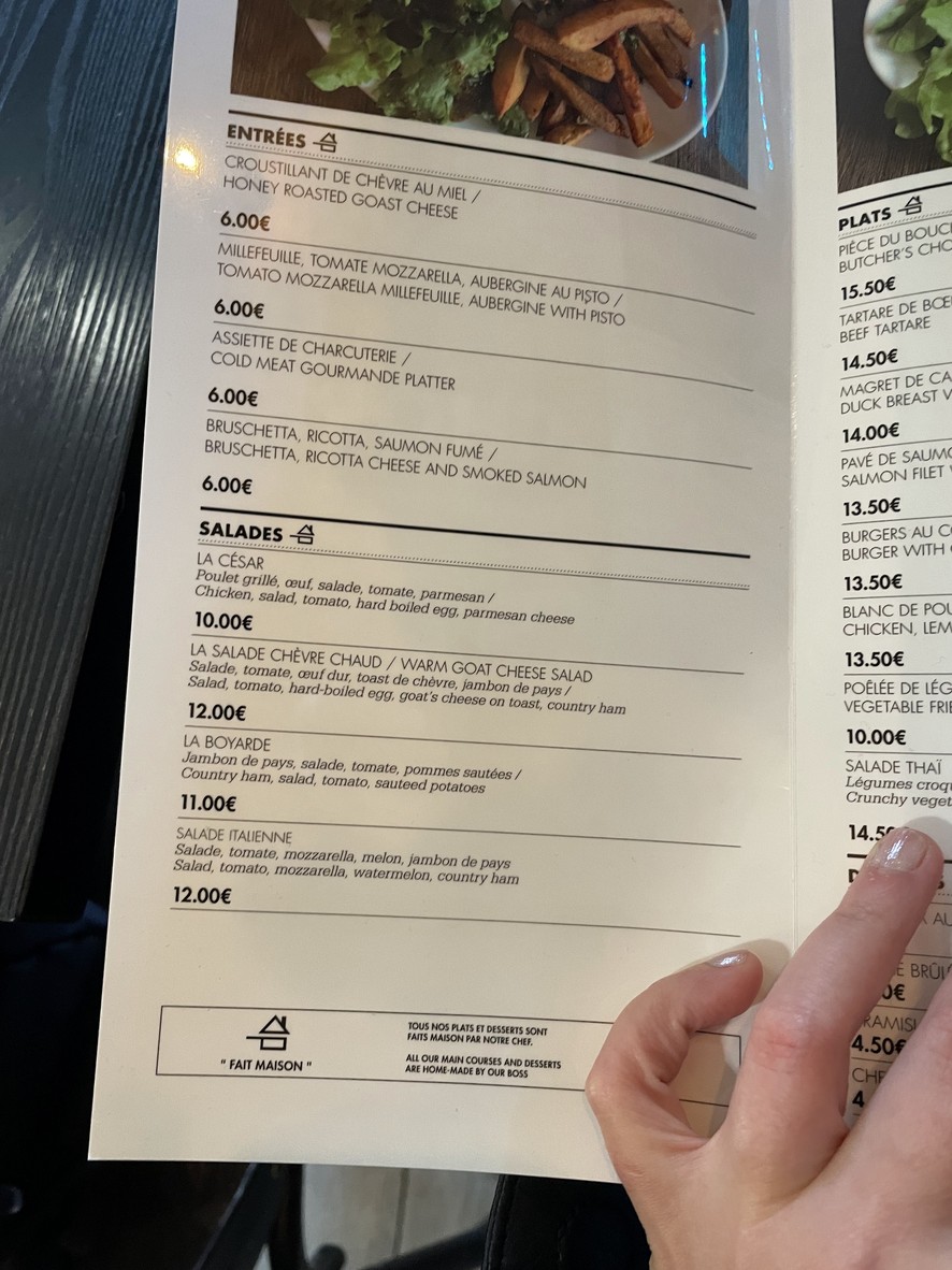 La Chope menu 1