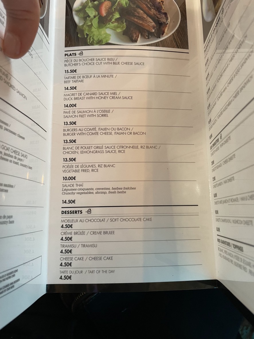 La Chope menu 2