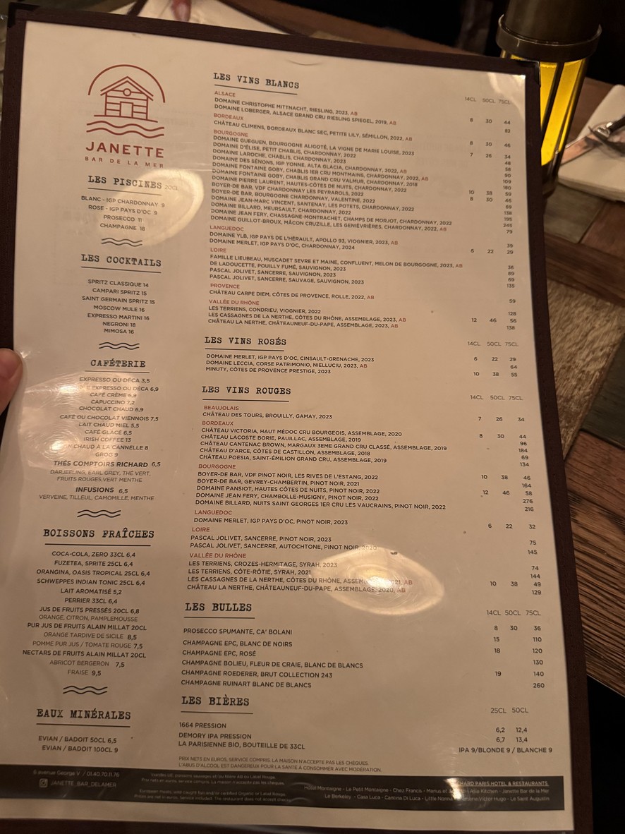 Janette - Bar de la mer menu 2