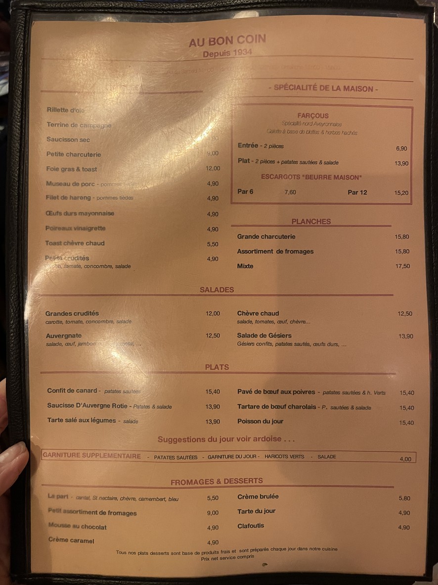 Au Bon Coin menu 1