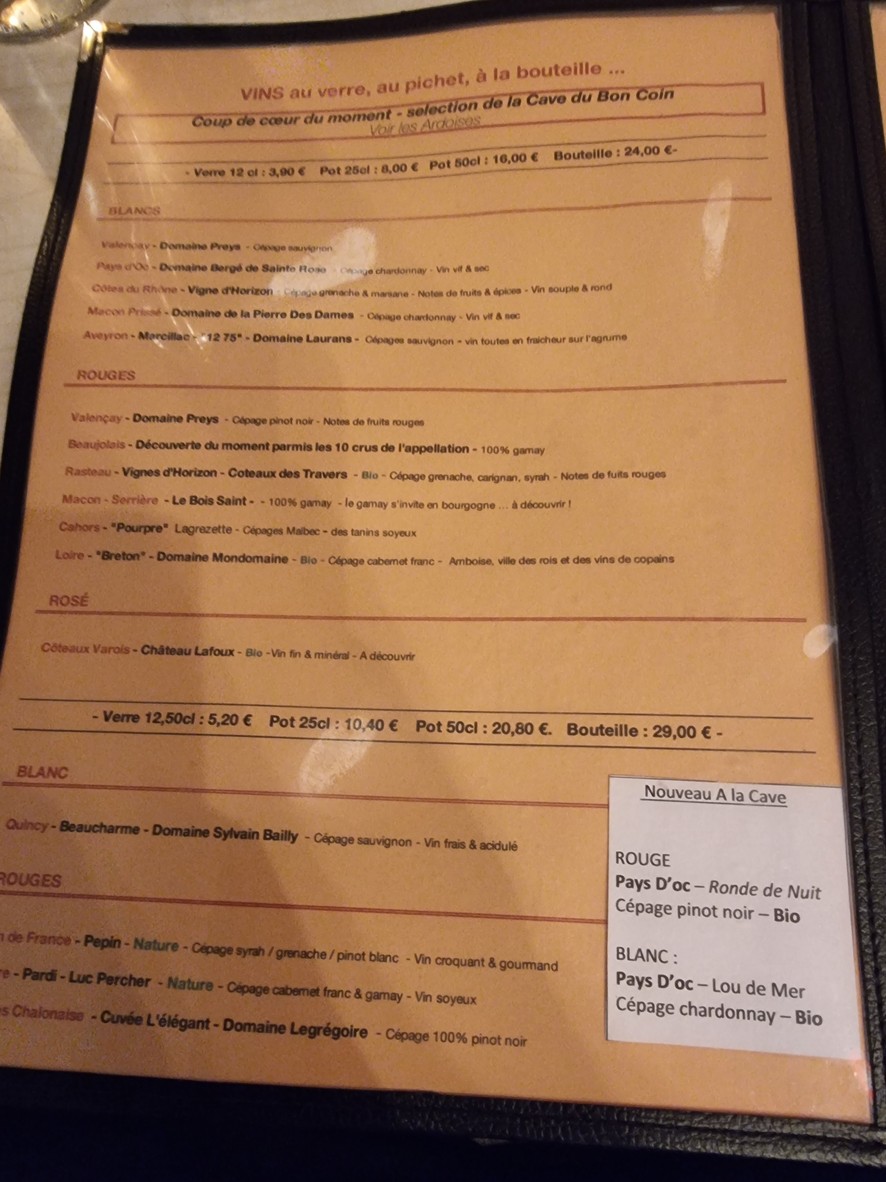 Au Bon Coin menu 2