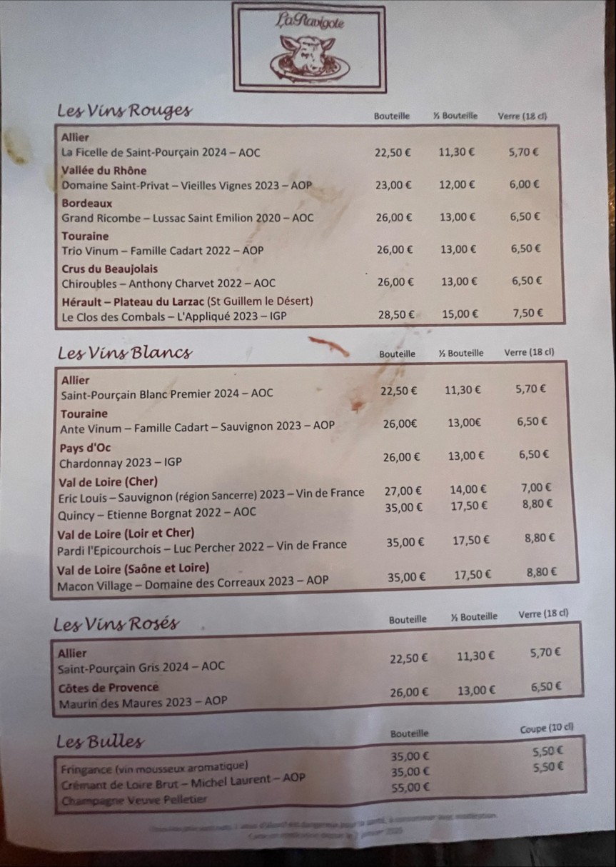 La Ravigote menu 2