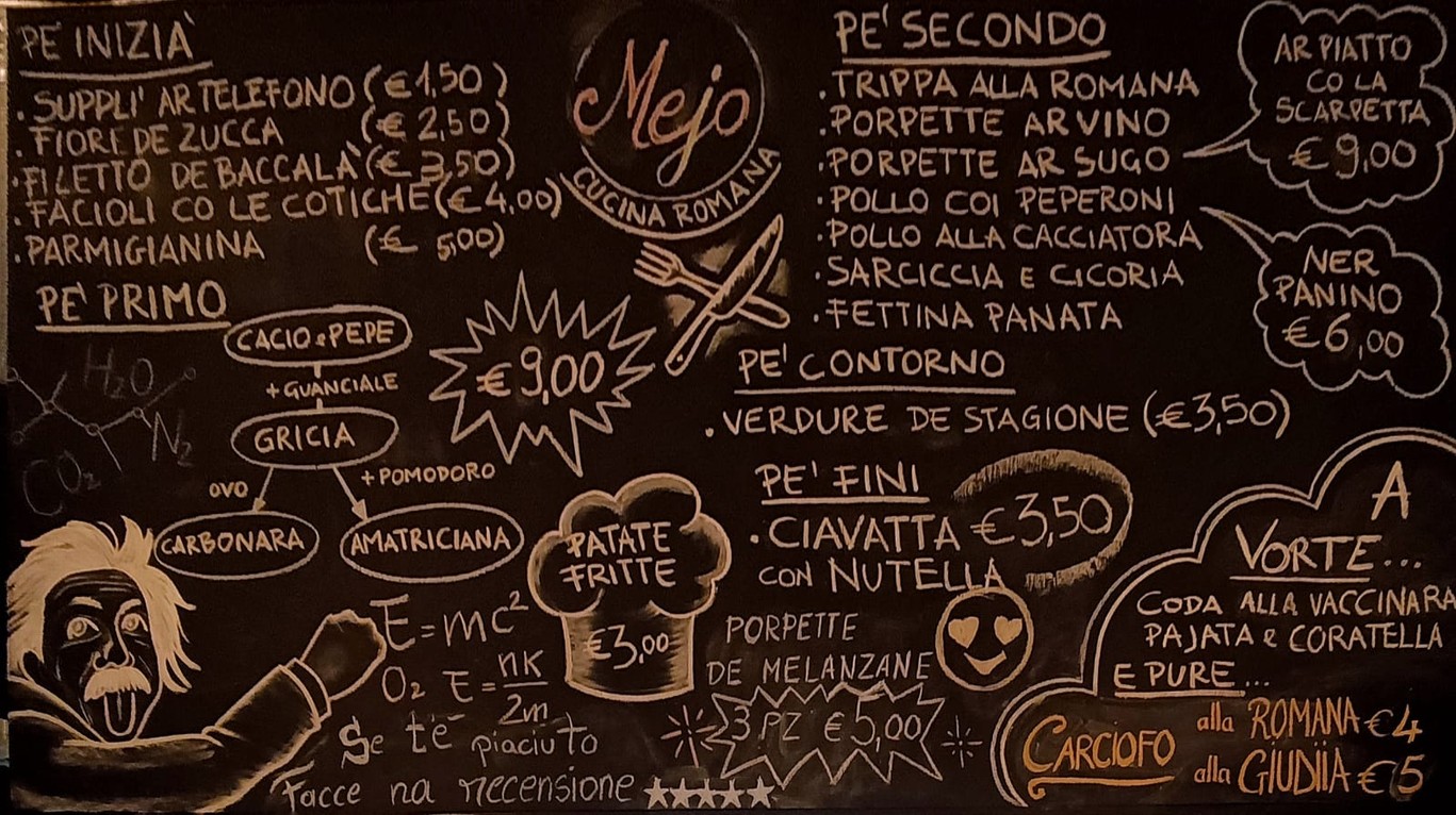 Mejo ! "Cucina Romana" menu 1