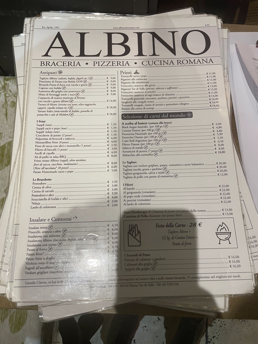 Ristorante Albino menu 1
