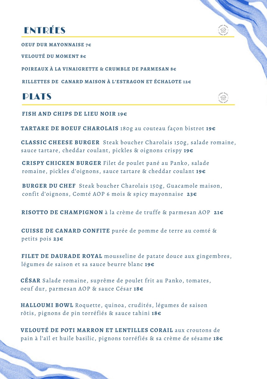 La Seine Café menu 1
