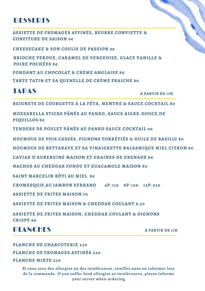 La Seine Café menu 2