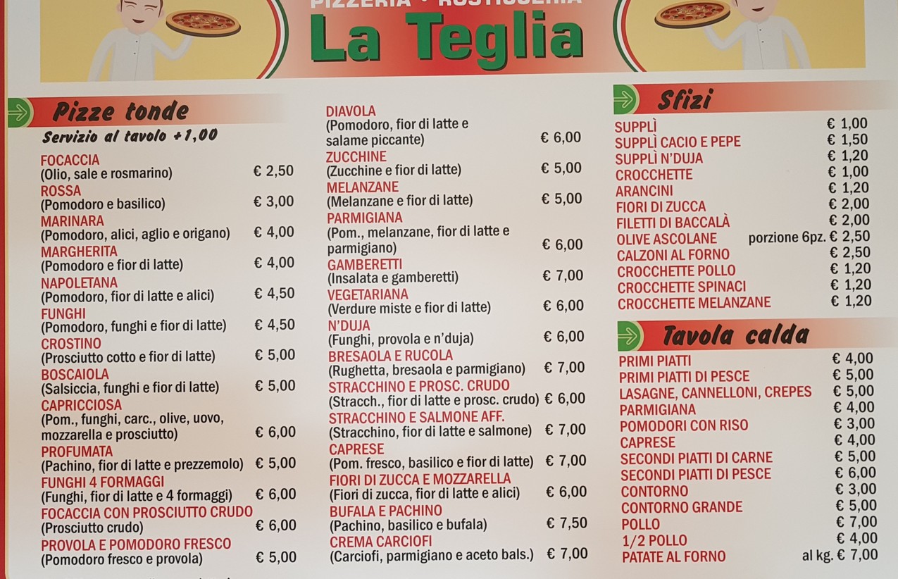 La Teglia menu 1