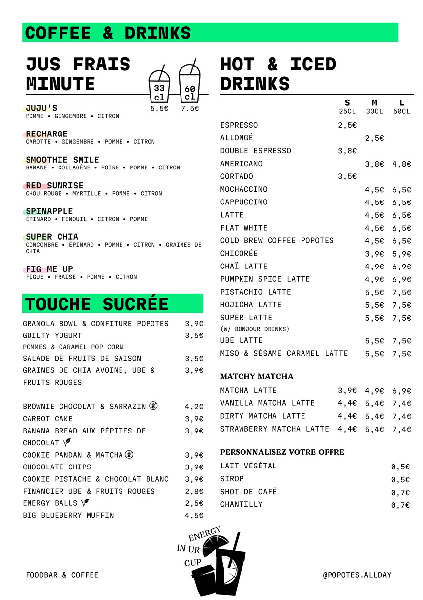 Popotes - Clichy menu 2