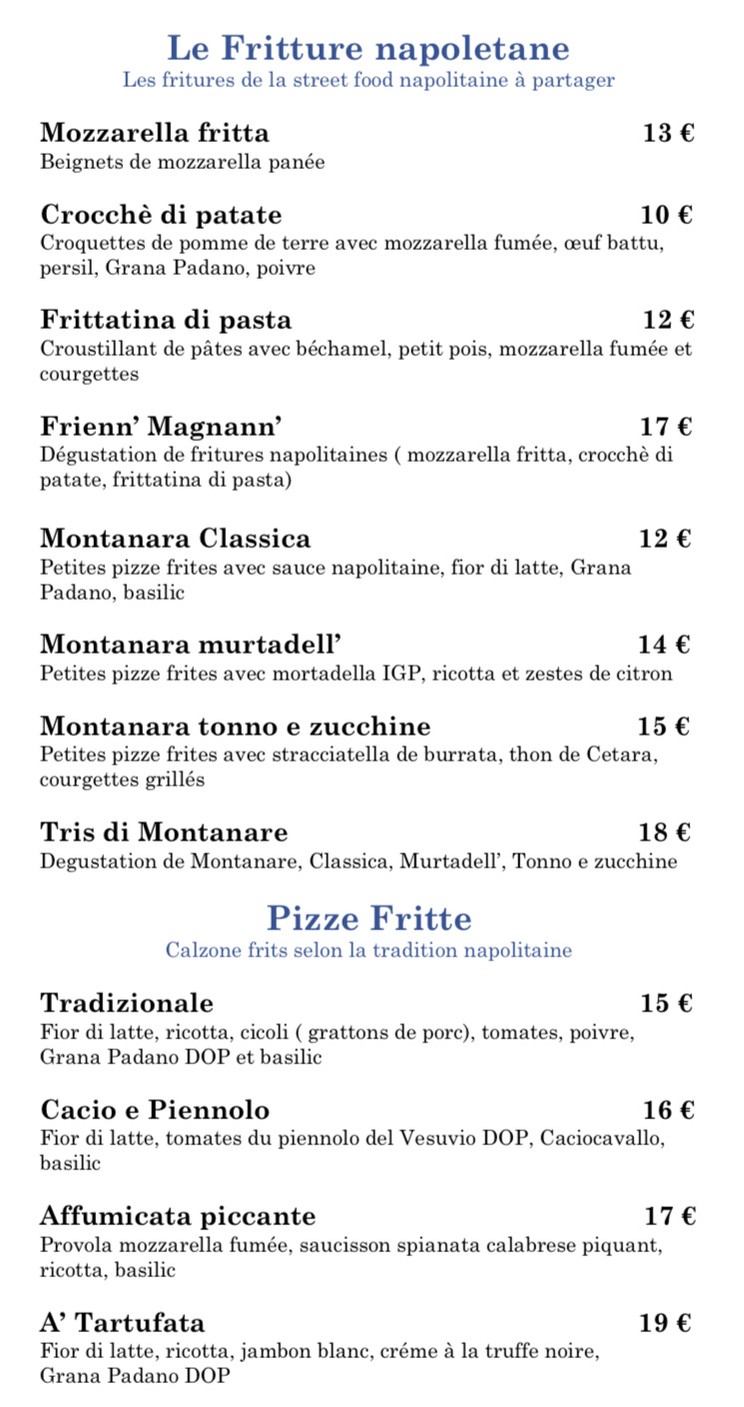 IAMM IA - Pizzeria Napolitaine menu 2