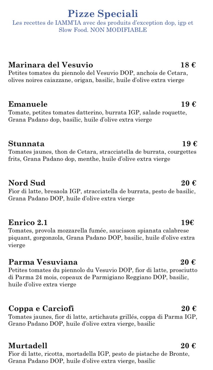 IAMM IA - Pizzeria Napolitaine menu 4
