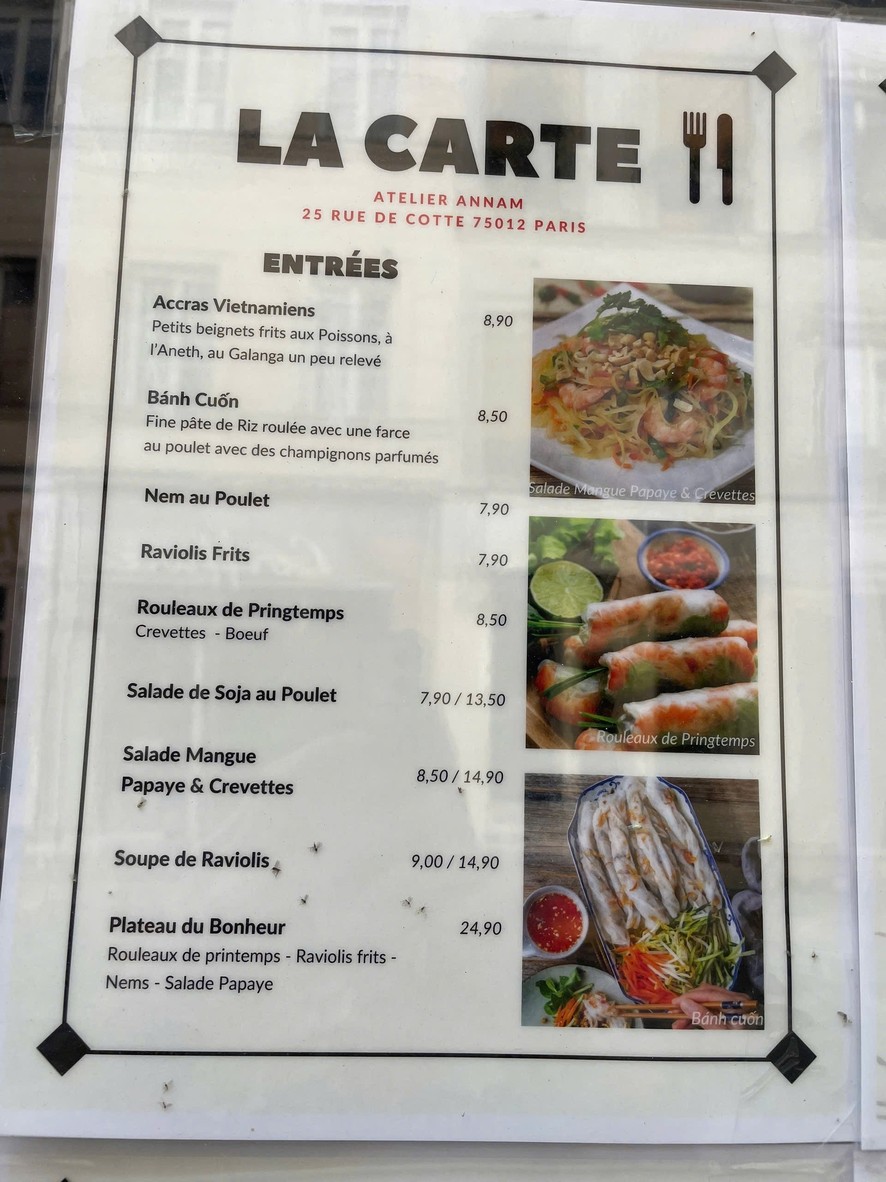 Atelier Annam menu 1