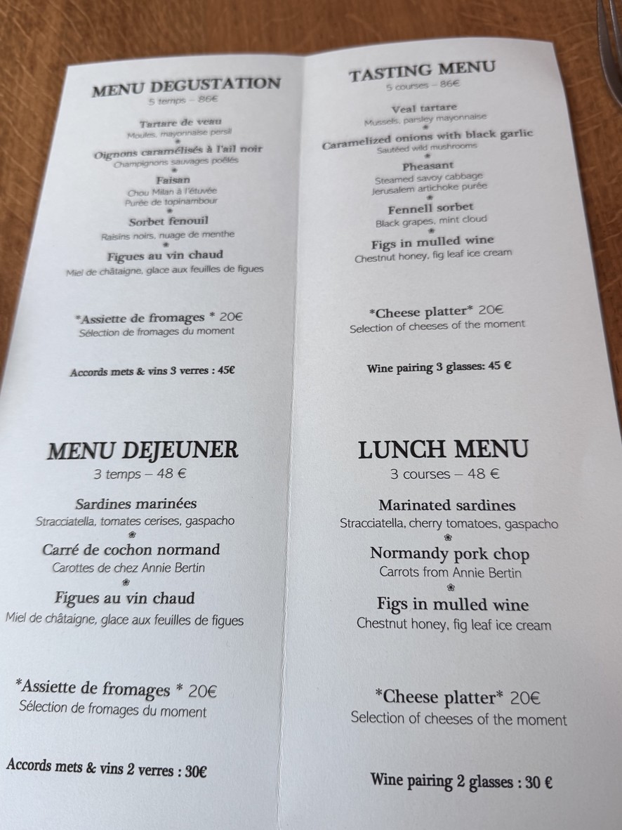 Restaurant Pilgrim. menu 1