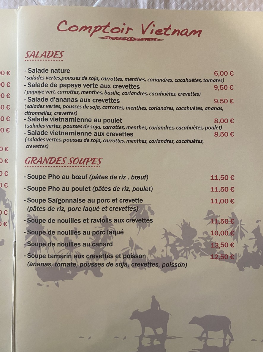 Restaurant Comptoir Vietnam menu 2