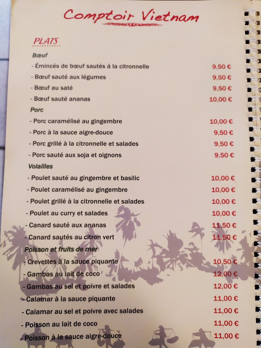 Restaurant Comptoir Vietnam menu 3