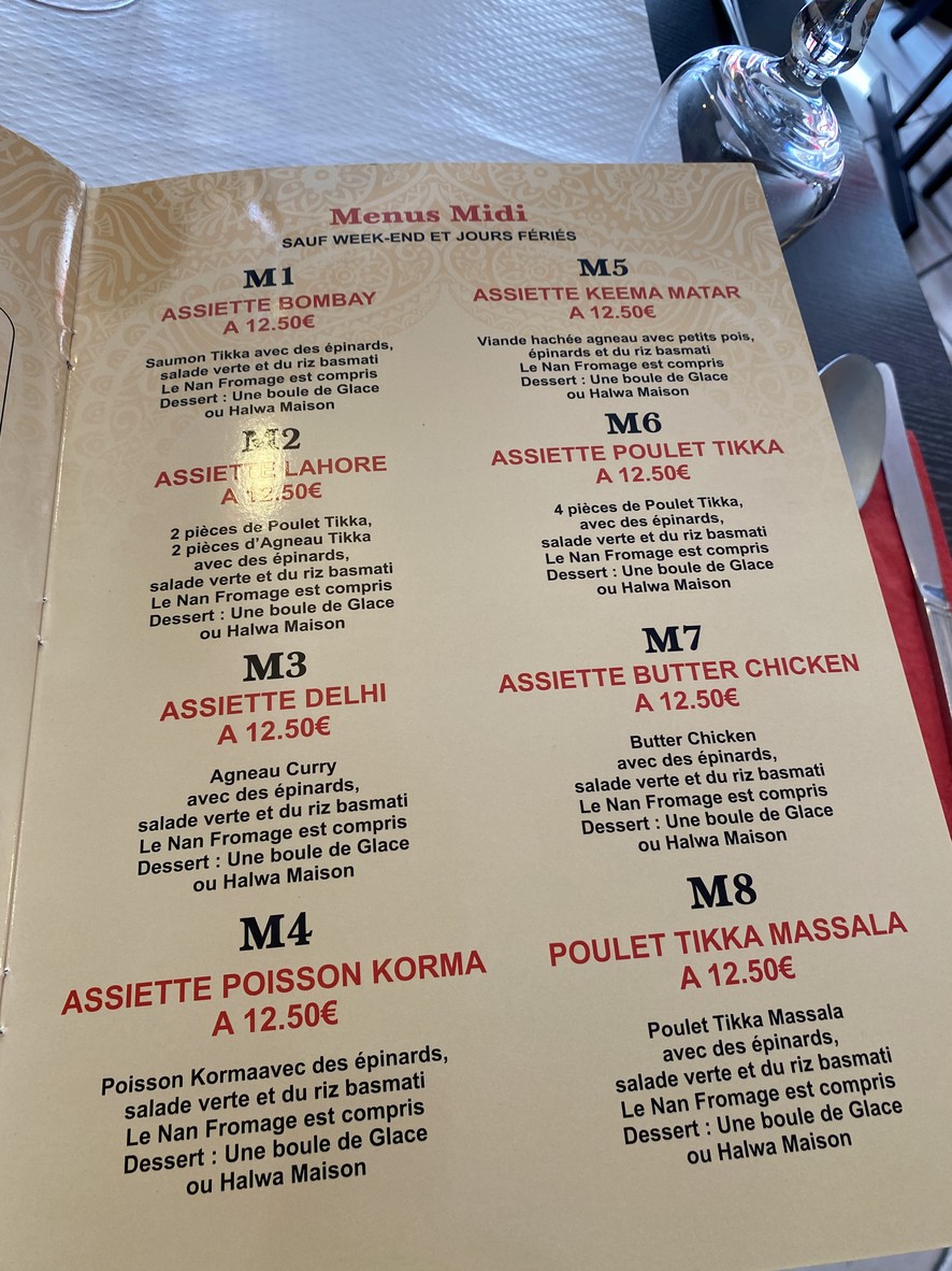 RANA Restaurant Indien menu 2
