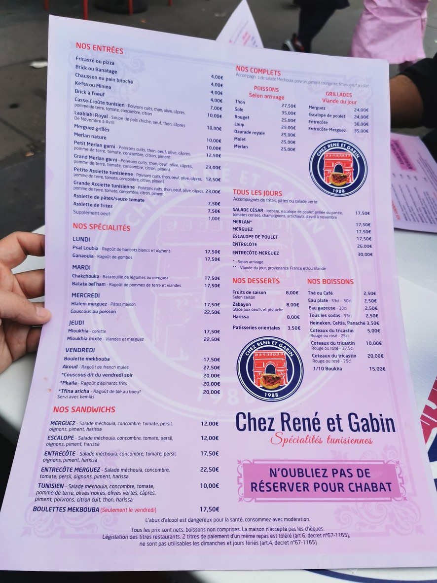CHEZ RENE ET GABIN menu 1