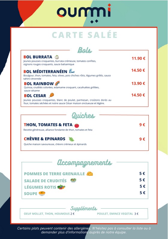 Cantine Oummi - Restaurant & Coffeeshop healthy Père Lachaise menu 1