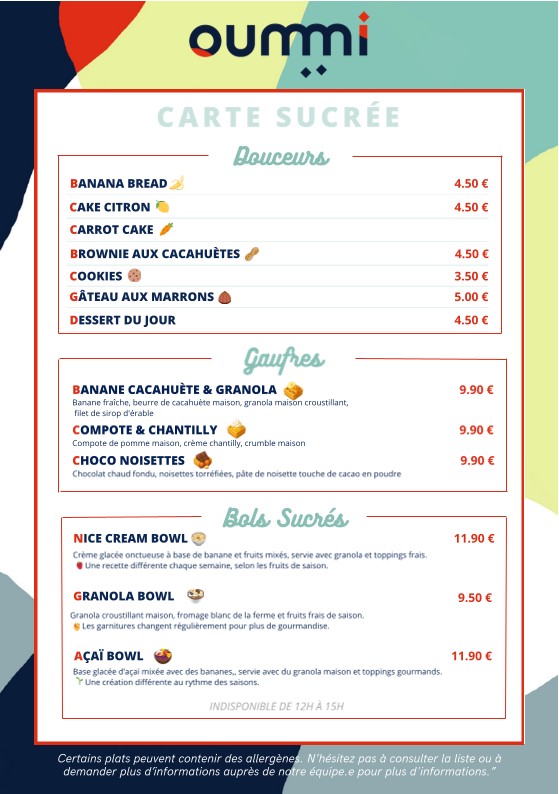 Cantine Oummi - Restaurant & Coffeeshop healthy Père Lachaise menu 2