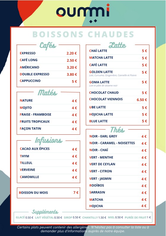Cantine Oummi - Restaurant & Coffeeshop healthy Père Lachaise menu 3