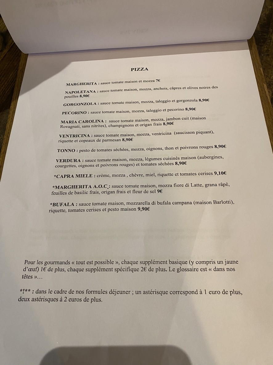 Matteo Pizza Neuilly. menu 2
