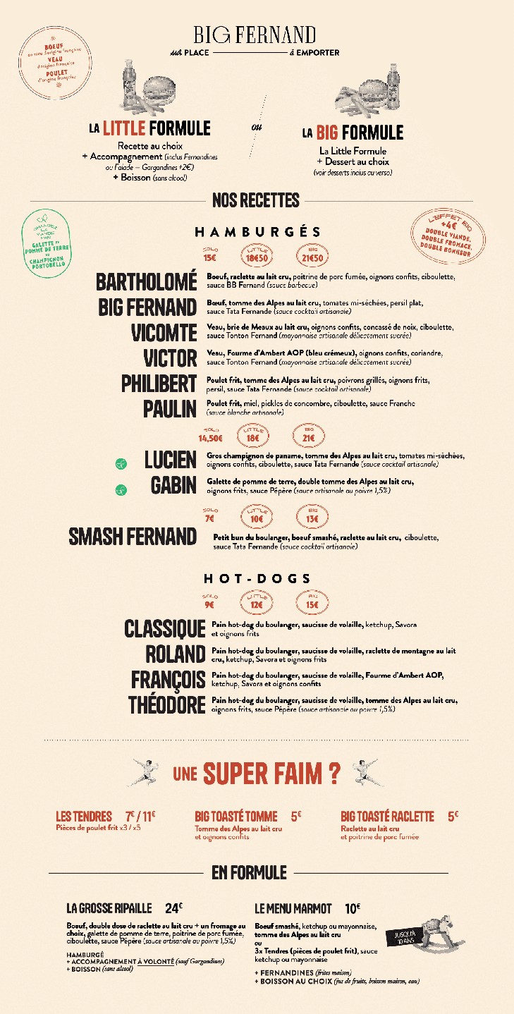 Big Fernand menu 1