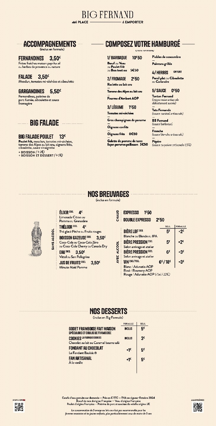 Big Fernand menu 2