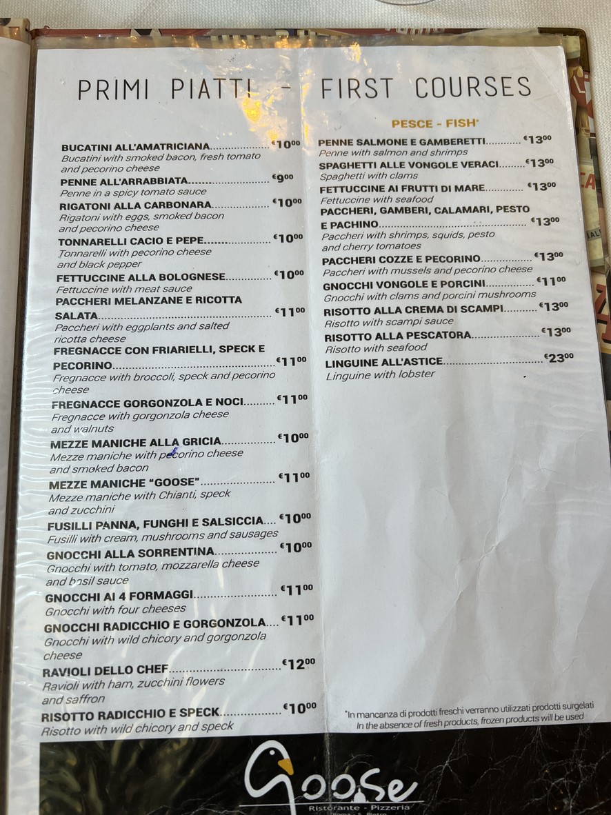 Goose menu 3
