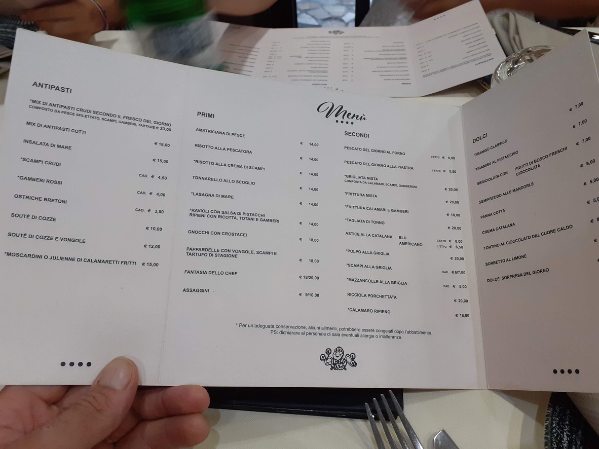 Le Quattro Monete menu 1