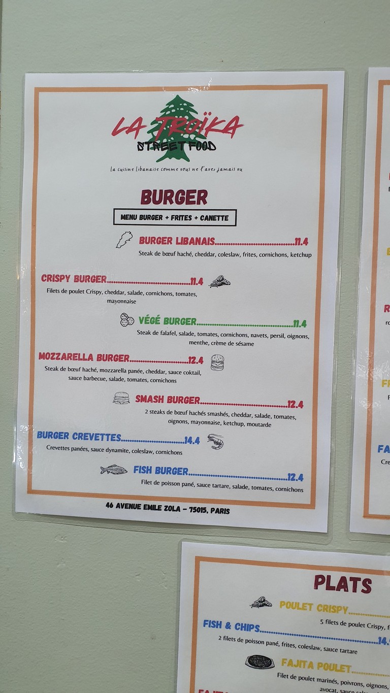 La Troïka Street Food menu 1